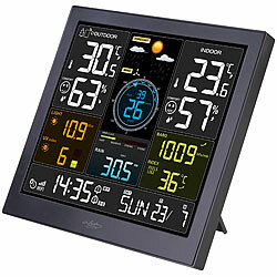 infactory WLAN-Funk-Wetterstation mit XL-Farbdisplay, App, Weather Underground infactory Funk-Wetterstationen mit Farbdisplay, Außen-Multisensor, WLAN und App