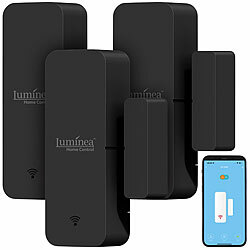 Luminea Home Control 3er-Set WLAN-Tür- und -Fensteralarm, weltweiter App-Zugriff Luminea Home Control WLAN-Tür & Fensteralarme