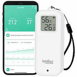 Luminea Home Control WLAN-Temperatur- und Luftfeuchtigkeitssensor mit Display, App Luminea Home Control