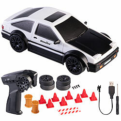 Simulus Ferngesteuerter Drift-Sportwagen mit LED-Licht, Akku, 1:24, silber Simulus Ferngesteuerte Drift- und Rennautos