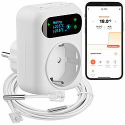 revolt WLAN-Steckdosen-Thermostat für Heiz- & Klimageräte, App, 2 Sensoren revolt WLAN-Steckdosen-Thermostate für Heiz- & Klimageräte, App, Sensoren