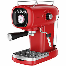 Cucina di Modena Espresso-Siebträgermaschine mit Temperaturanzeige und Kapsel-Adapter Cucina di Modena Retro Siebträger-Espressomaschinen mit Milchaufschäumer, Thermometer & Adapter für Nespresso-Kapseln