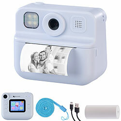Playtastic Kinder-Sofortbild-Kamera mit Selfie-Objektiv, 2"-Display, 48 MP, blau Playtastic Kinder-Sofortbild-Kameras mit Selfie-Objektiv und Thermodruck 