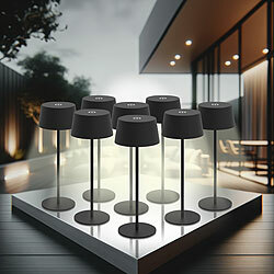 Lunartec 8er-Set LED-Akku-Tischleuchten, 150 lm, warmweiß, dimmbar, IP44 Lunartec Akku-Tischleuchten mit Lampenschirmen