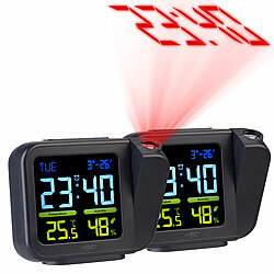 infactory 2er-Set Projektions-Wecker mit VA-Farbdisplay, Hygro-/ Thermometer infactory