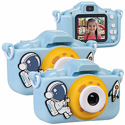 Playtastic 2er-Set Selfie-Kinderkameras, 2''-IPS-Display, 1080p, Weltall-Hülle Playtastic Kinder-Digitalkameras mit Selfie-Funktion 