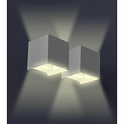 Luminea 2er-Set Outdoor-LED-Wandleuchte mit austauschbarer G9-LED, IP54, weiß Luminea LED-Wandleuchten mit einstellbarem Abstrahlwinkel und austauschbarem LED-Leuchtmittel