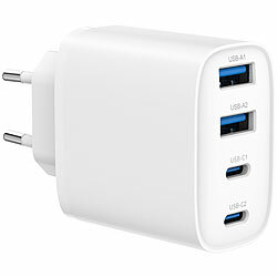 revolt Ultrakompaktes 4-Port-USB-Netzteil, USB-C PD + QC, bis 40 Watt, weiß revolt Ultrakompakte GAN 4-Port-USB-Netzteile mit USB-C Power Delivery und USB-A Quick Charge 
