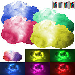 Luminea 4er-Set farbwechselnde DIY-Wolken-Leuchten, RGB-LEDs & Fernbedienu Luminea DIY-Wolken-Leuchten mit RGB-LEDs, Farbwechsel, Fernbedienung 