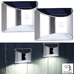 Lunartec 2er-Set Solar-LED-Wandleuchte mit PIR-Sensor, Versandrückläufer Lunartec LED-Solar-Außenlampen mit PIR-Sensoren (neutralweiß)
