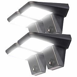 Luminea 4er-Set kabellose Solar-LED-Außenstrahler, PIR-Bewegungsmelder,800 lm Luminea LED-Solar-Außenlampen mit PIR-Sensoren (neutralweiß)