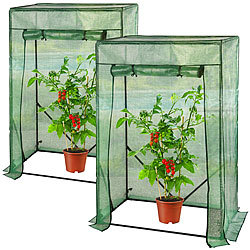 Royal Gardineer 2er-Set Tomaten-Folien-Gewächshäuser, Aufroll-Tür, 100x50x150 cm, grün Royal Gardineer Tomatengewächshäuser
