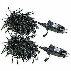 Lunartec 2er-Set WLAN-LED-Büschel-Lichterketten, 300 LEDs, App, 6 m, dunkelgrün Lunartec WLAN-LED-Lichtergirlanden mit App-, Sprach- und Musiksteuerung