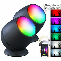 Luminea Home Control 2er-Set WLAN-Stimmungsleuchten, RGB-CCT-LEDs, 210lm, 2,2W, USB,schwarz Luminea Home Control