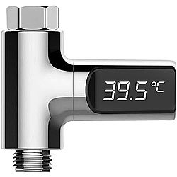 BadeStern Batterieloses Armatur-Thermometer, LED-Display 360° drehbar, 0-100 °C BadeStern Armatur-Thermometer mit Dynamo