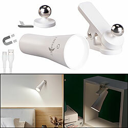 Lunartec 4in1-Akku-Wand-, Klemm-, Stand- und Taschenlampe, weiß Lunartec 3in1-Akku-Wand-, Klemm- und Taschenlampen 