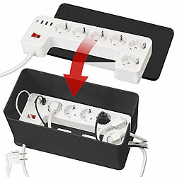 revolt 6-fach Steckdosenleiste mit Kabelbox, 3x USB-A, USB-C, 15 W, schwarz revolt