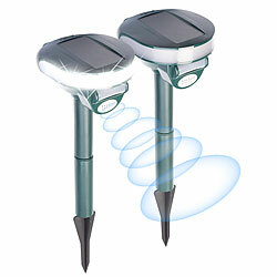 Exbuster 2er-Set Ultraschall-Solar-Tierschreck mit Bewegungssensor & LED-Licht Exbuster Ultraschall-Solar-Tierschrecke mit Bewegungsmelder mit Blinklicht