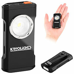 KryoLights Mini-LED-Taschenlampe, 7 Leucht-Modi, 300 Lumen, IP44, Akku KryoLights 