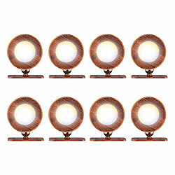 Lunartec 8er-Set CCT-LED-Wandlampen, Magnetfuß, dimmbar, Touchtasten, walnuss Lunartec CCT-LED-Akku-Wandlampen mit Magnetfuss, dimmbar, rund