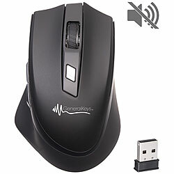GeneralKeys Optische Silent-Funk-Maus mit Akku, Nano-Receiver, bis 1.600 dpi GeneralKeys Geräuschlose Funkmäuse