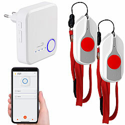 CASAcontrol Smartes SOS-Notrufknopf-Set für Senioren, 2x Sender, 1x Empfänger, App CASAcontrol Smarte SOS-Notrufknopf-Sets