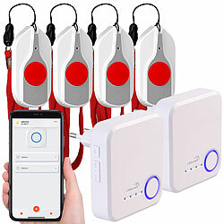 CASAcontrol Smartes SOS-Notrufknopf-Set für Senioren, 4x Sender, 2x Empfänger, App CASAcontrol Smarte SOS-Notrufknopf-Sets
