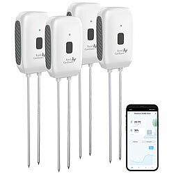 Royal Gardineer 4er-Set Boden-Feuchtigkeits-/Temperatur-Sensoren, Bluetooth-komp., App Royal Gardineer Smarte Pflanzen-Bodenfeuchtigkeits- & Temperatursensoren