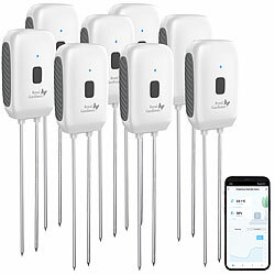 Royal Gardineer 8er-Set Boden-Feuchtigkeits-/Temperatur-Sensoren,Bluetooth-komp., App Royal Gardineer 