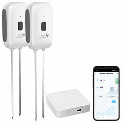Royal Gardineer 2er-Set Boden-Feuchtigkeits-&Temperatur-Sensoren mit WLAN-Gateway, App Royal Gardineer Boden-Feuchtigkeits- und Temperatur-Sensoren mit WLAN-Gateway