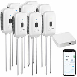 Royal Gardineer 8er-Set Boden-Feuchtigkeits-&Temperatur-Sensoren mit WLAN-Gateway, App Royal Gardineer Boden-Feuchtigkeits- und Temperatur-Sensoren mit WLAN-Gateway