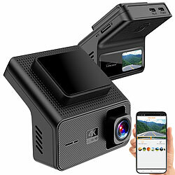 Lescars 4K-UHD-Dashcam mit GPS, 1,47″ IPS-Display, G-Sensor, Parkwächter, App Lescars WLAN-GPS-Dashcams (Ultra HD) mit G-Sensor, Display und App