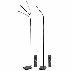 Lunartec 2er-Set CCT-LED-Stehleuchte mit Schwanenhals, 860 Lumen, 6 Watt Lunartec LED-Stehlampen mit Schwanenhals, Fernbedienung, dimmbar