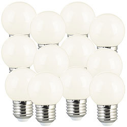 Luminea 12er-Set LED-Lampen, E27 Retro, G45, 50 lm, 1 W, 2700 K Luminea LED-Tropfen E27 (warmweiß)