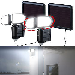 Luminea 2er-Set Duo-Solar-LED-Außenstrahler mit PIR-Bewegungssensor, 1 W, IP44 Luminea LED-Solar-Fluter mit Bewegungsmelder