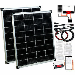 revolt Solarstrom-Set: MPPT-Laderegler mit 2x 110-W-Solarmodul, bis 20 A, App revolt