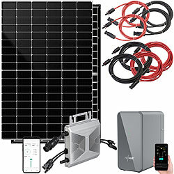 revolt Solar-Set: WLAN-Mikroinverter mit 2,15-kWh-Akku & 2x 460-W-Solarmodul revolt Solaranlagen-Sets: Mikroinverter mit Solarmodul und Akkuspeicher