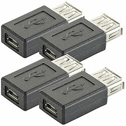 auvisio 4er-Set USB-2.0-Adapter von USB-A-Buchse zu Micro-USB-B-Buchse auvisio