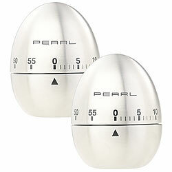 PEARL 2er-Set Kurzzeitmesser, Eieruhren aus Edelstahl, 60-Minuten-Timer PEARL