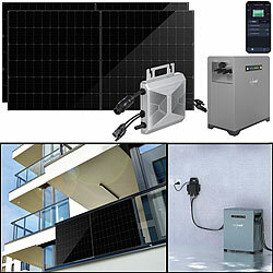 revolt 2,15-kWh-Akkuspeicher mit WLAN-Mikroinverter & 2x 410-W-Solarmodul revolt Solaranlagen-Sets: Mikroinverter mit Solarmodul und Akkuspeicher