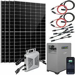 revolt 800-Watt-Microinverter mit 2,15-kWh-Solarakku und 4x 440-W-Solarmodul revolt Solaranlagen-Sets: Mikroinverter mit Solarmodul und Akkuspeicher