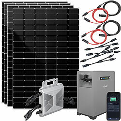 revolt 800-Watt-Microinverter mit 2,15-kWh-Solarakku und 4x 460-W-Solarmodul revolt Solaranlagen-Sets: Mikroinverter mit Solarmodul und Akkuspeicher
