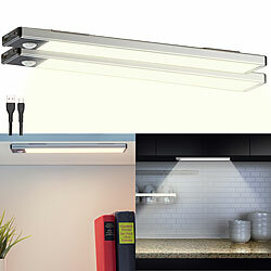 Lunartec 2er-Set Akku-LED-Lichtleiste, Licht-&Bewegungssensor, 2 Modi, warmweiß Lunartec Akku-LED-Lichtleisten mit Bewegungssensoren