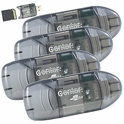 c-enter 4er-Set USB-2.0-Cardreader & USB-Stick, für SD(HC/XC)-Karten c-enter Card-Reader und USB-Sticks