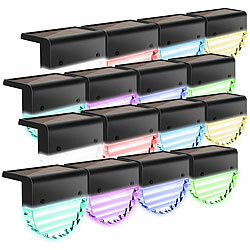 Lunartec 16er-Set Solarlampen für Treppen-/Zaun-Beleuchtung, RGBW-LEDs, 2 Modi Lunartec Solar-LEDs für Treppen-/Zaun-Beleuchtung 