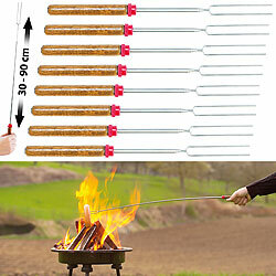 infactory 8er-Set Teleskop-Grillspieß & -Gabeln mit Holzgriff, ausziehbar, 90 cm infactory Teleskop-Grillspieße