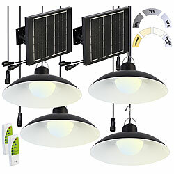 Lunartec 2er-Set Solar-LED-Doppel-Hängelampen, 2x 105 lm, Akku, Timer Lunartec Solar-LED-Doppel-Hängelampen mit Fernbedienung 