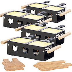 Rosenstein & Söhne 4er-Set Teelicht-Raclette für 2 Personen, mit Schabern und Teelichtern Rosenstein & Söhne Mini-Raclettes