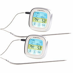 Rosenstein & Söhne 2er-Set Braten- & Ofenthermometer, Touch-Display, Timer, bis +250 °C Rosenstein & Söhne Digitales Bratthermometer mit kabelgebundenem Temperatur-Fühler