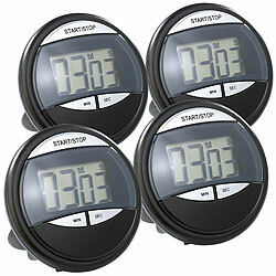 PEARL 4er-Set digitale Küchen-Timer mit Magnethalterung, klappbarem Standfuß PEARL Küchen-Timer mit magnetischen Befestigungen